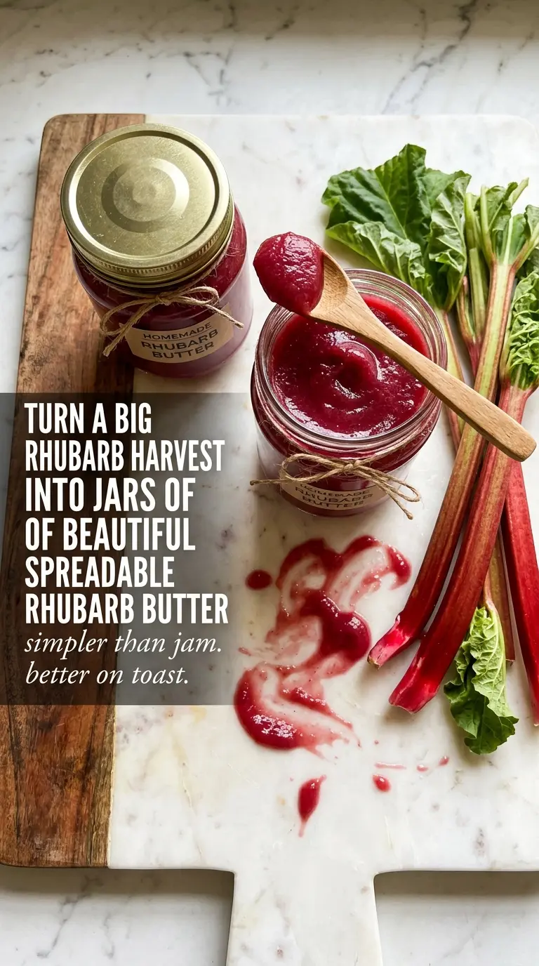 Simple Rhubarb Butter smooth pink spread