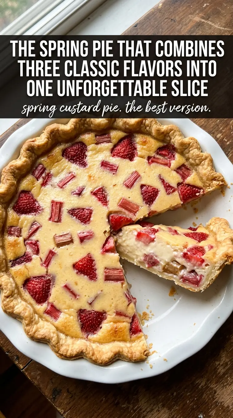 Strawberry Rhubarb Custard Pie creamy fruit pie