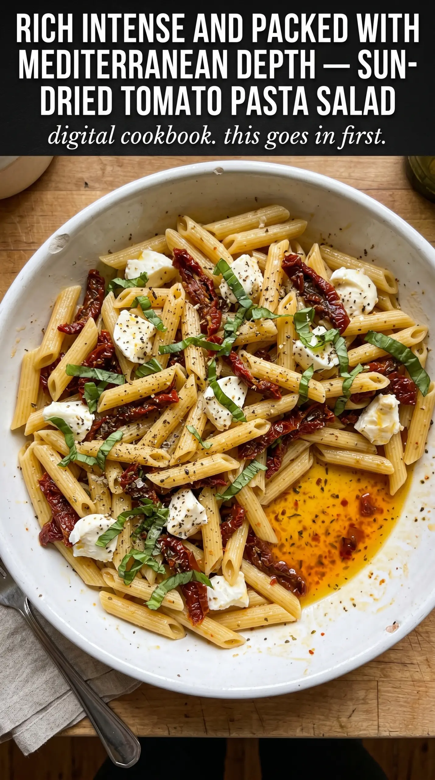 Sun-Dried Tomato Pasta Salad with feta spinach olives