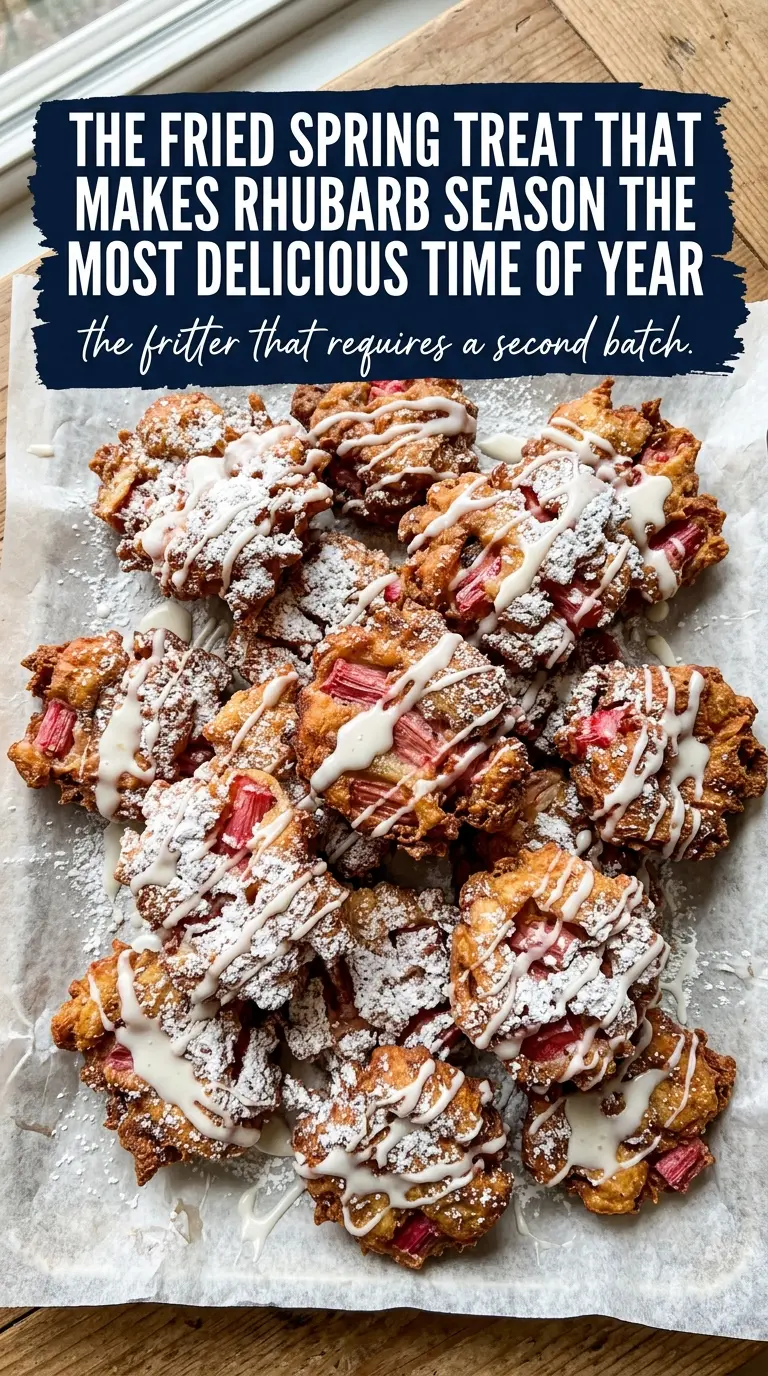 Golden crispy rhubarb fritters