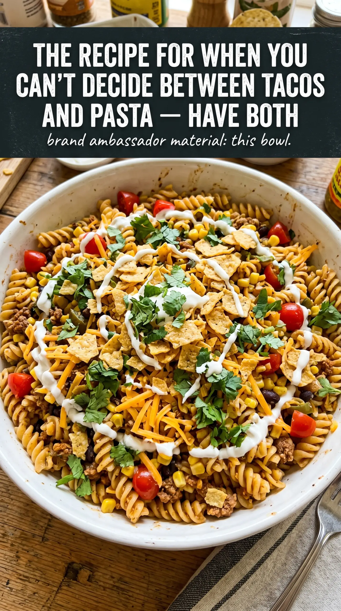 Taco Pasta Salad creamy, crunchy, Tex-Mex