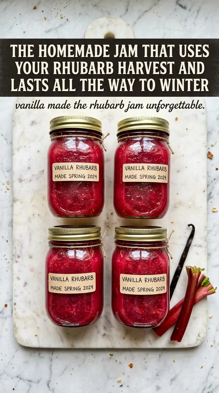 Vanilla-Rhubarb Jam ruby-pink spreadable