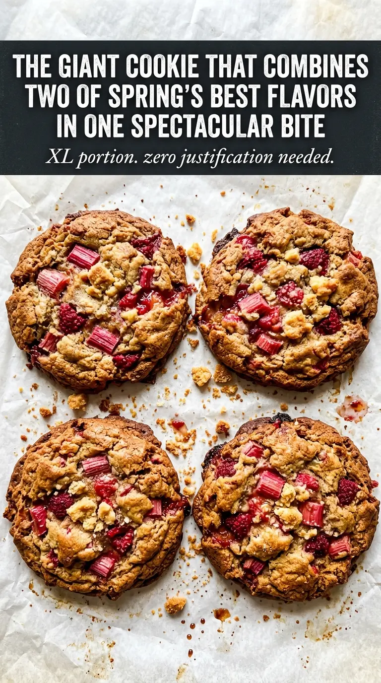 XXL Rhubarb Raspberry Cookies soft chewy bakery-style
