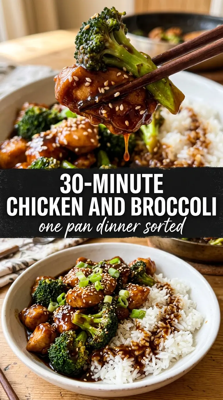 30-Minute Chicken and Broccoli glossy soy-garlic sauce
