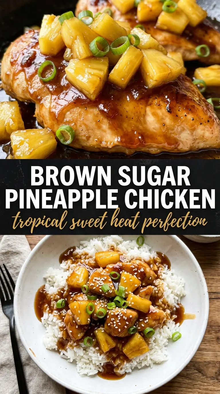 Brown Sugar Pineapple Chicken sticky glazed pineapple