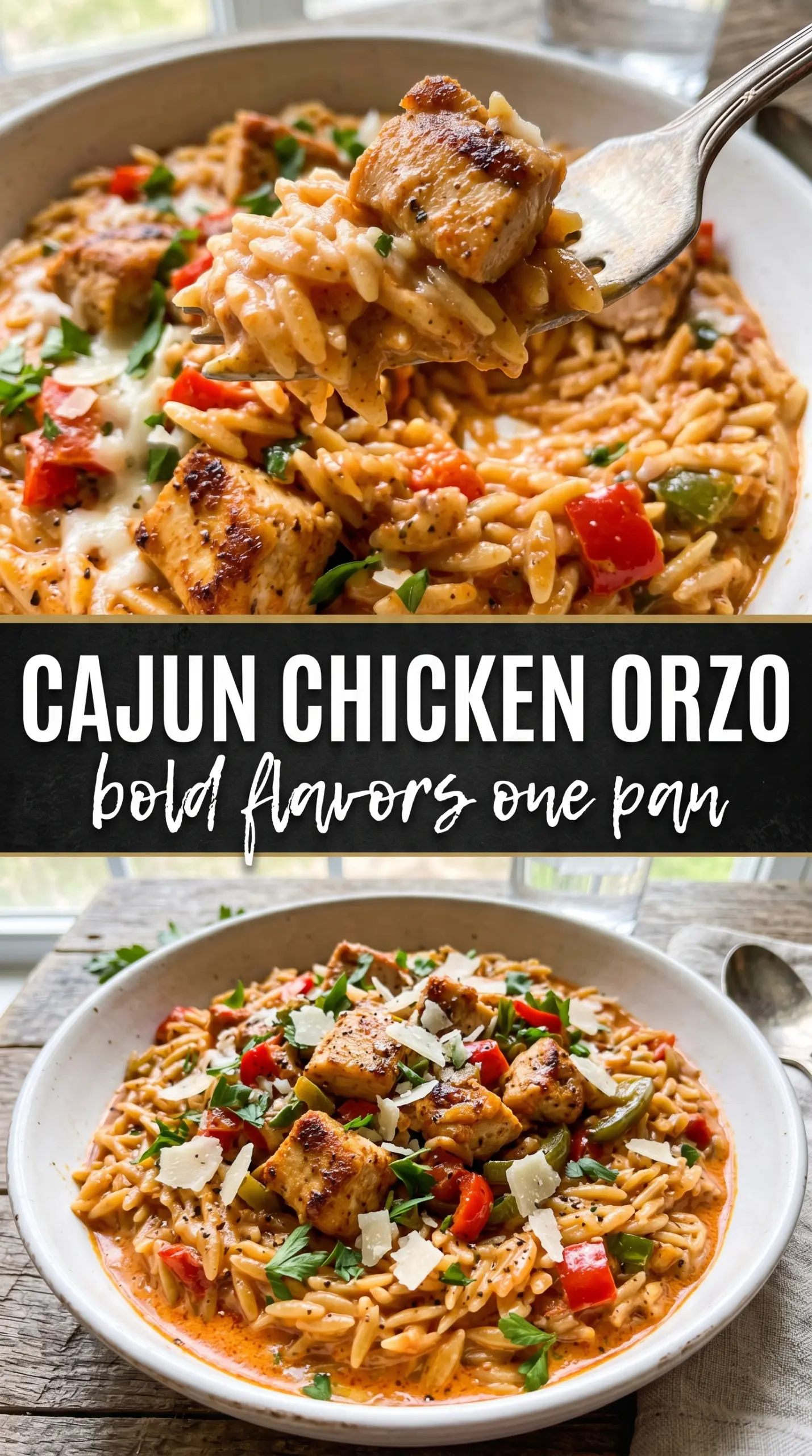 Cajun Chicken Orzo blackened creamy skillet