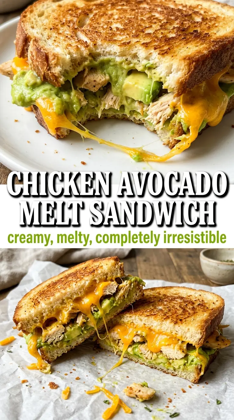Chicken Avocado Melt Sandwich crispy creamy cheesy