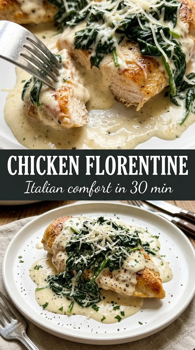 Chicken Florentine golden seared chicken creamy spinach