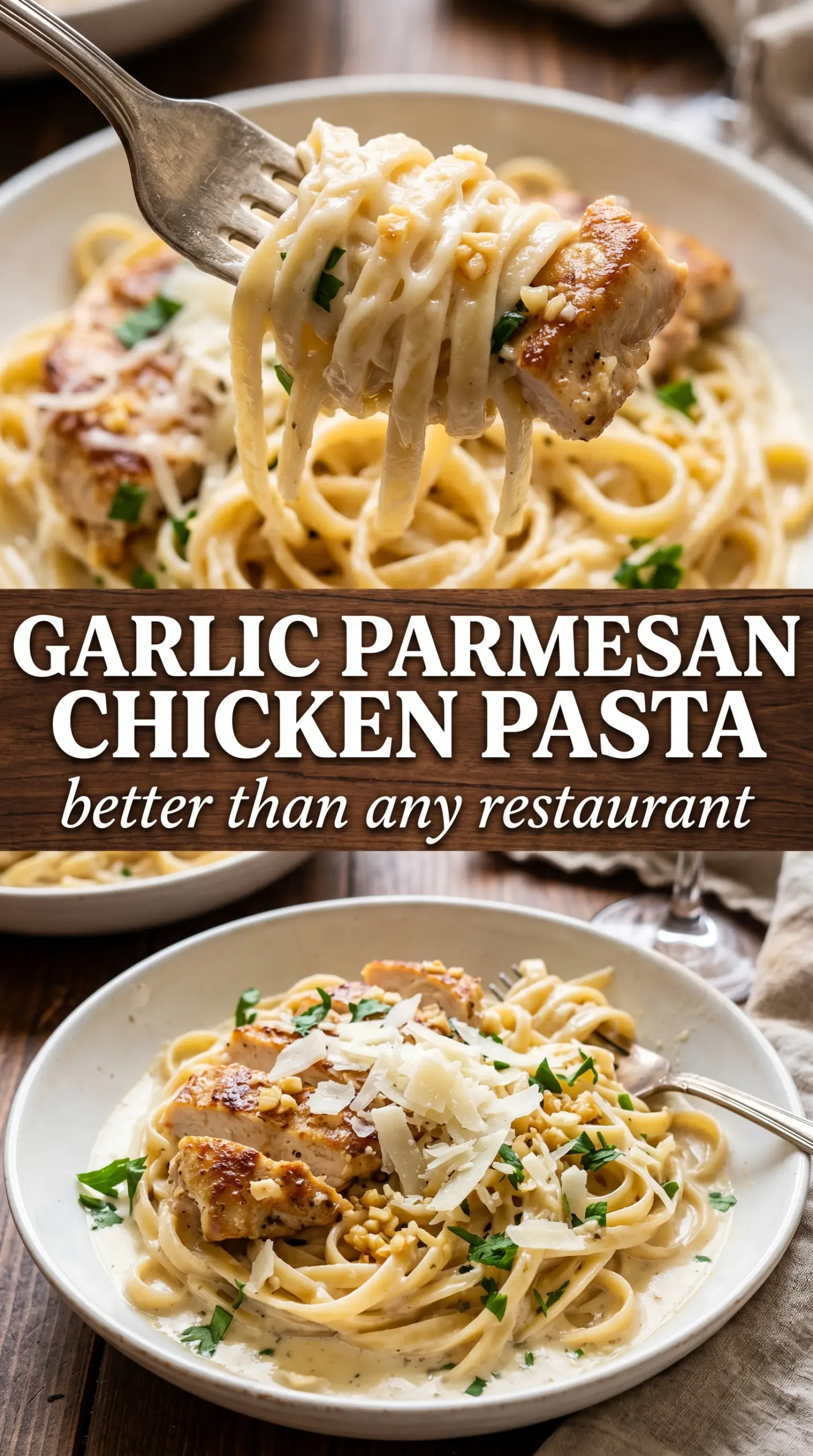 Garlic Parmesan Chicken Pasta creamy basil Parmesan