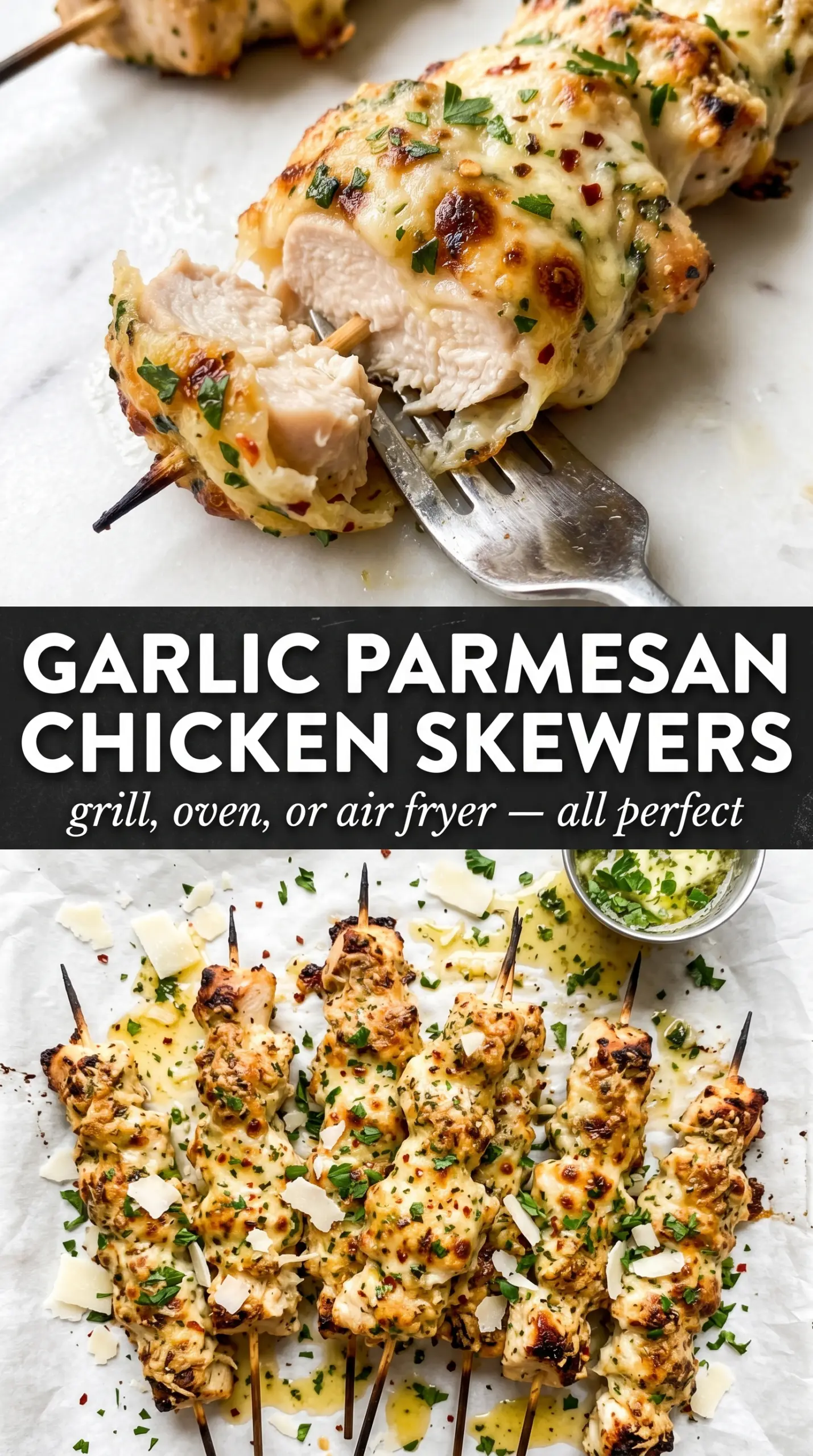 Garlic Parmesan Chicken Skewers grilled juicy savory