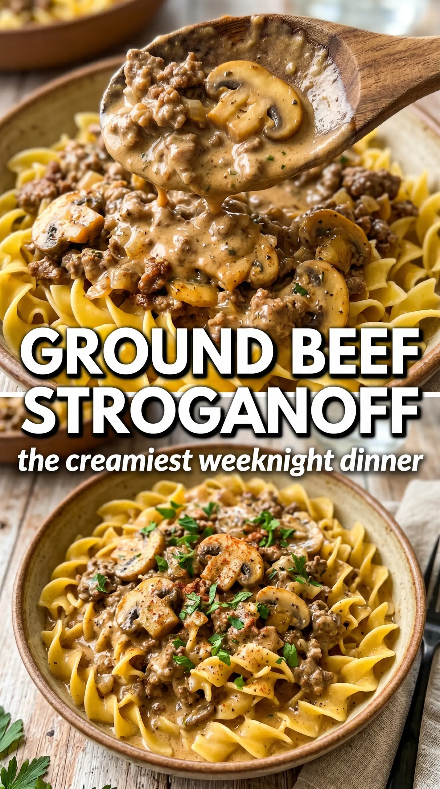 Ground Beef Stroganoff creamy mushrooms