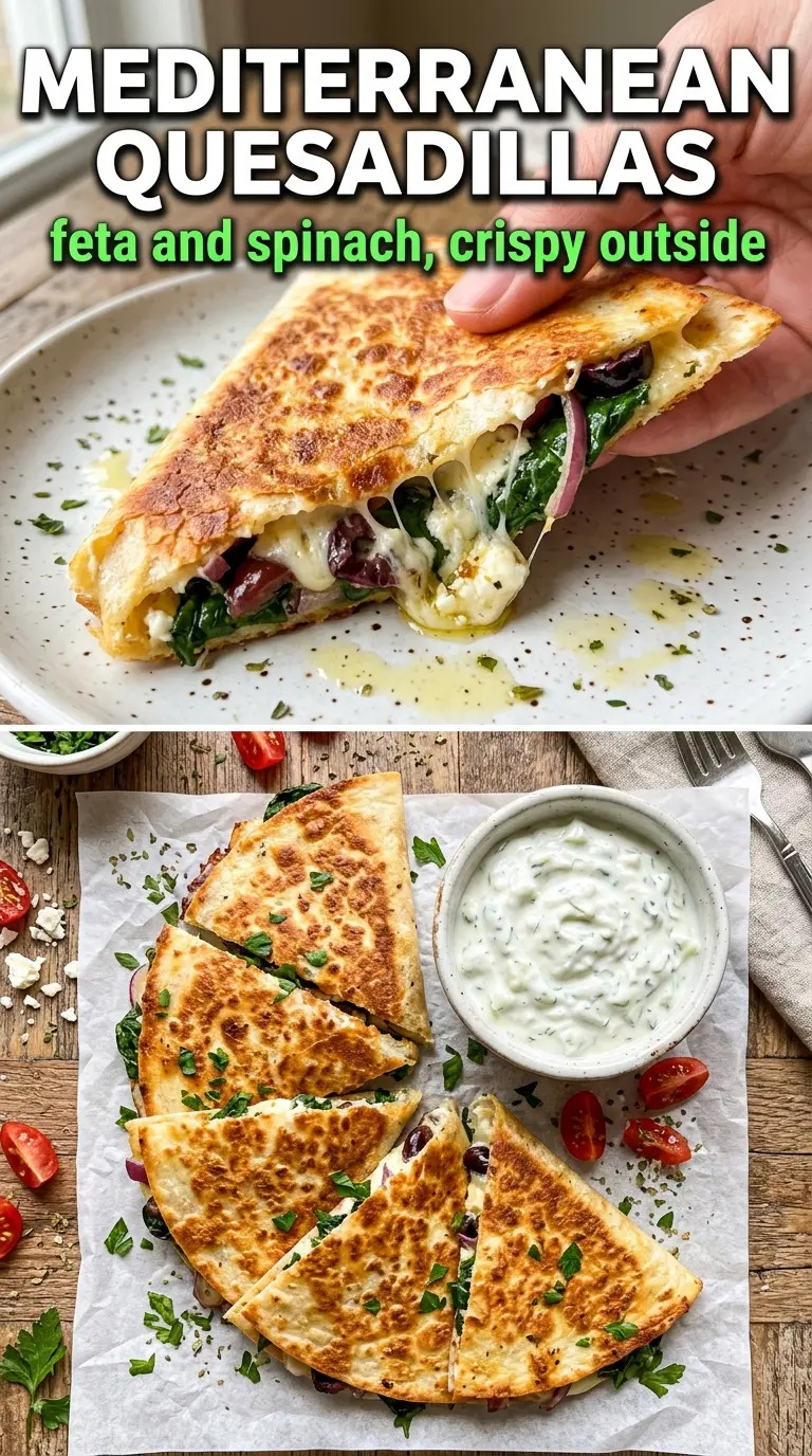 Mediterranean Quesadillas crispy melty feta spinach