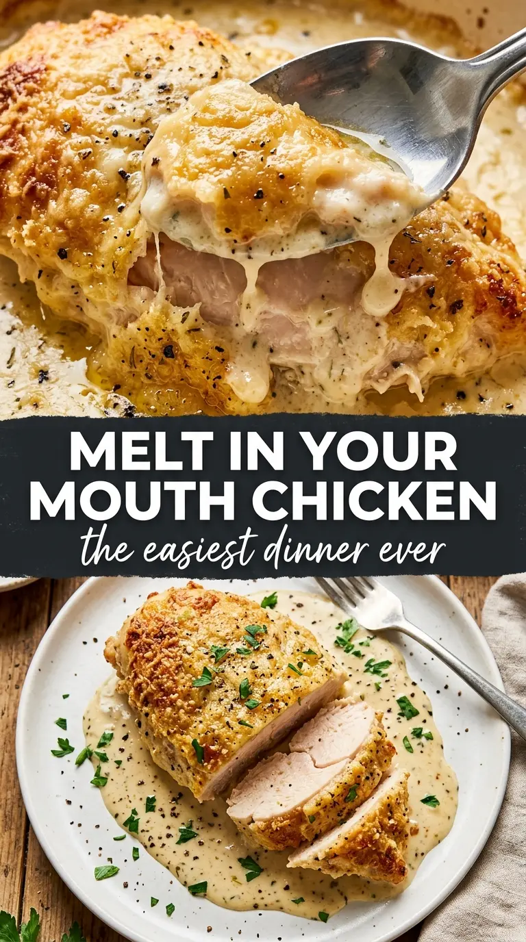 Melt In Your Mouth Chicken golden Parmesan crust tender baked chicken