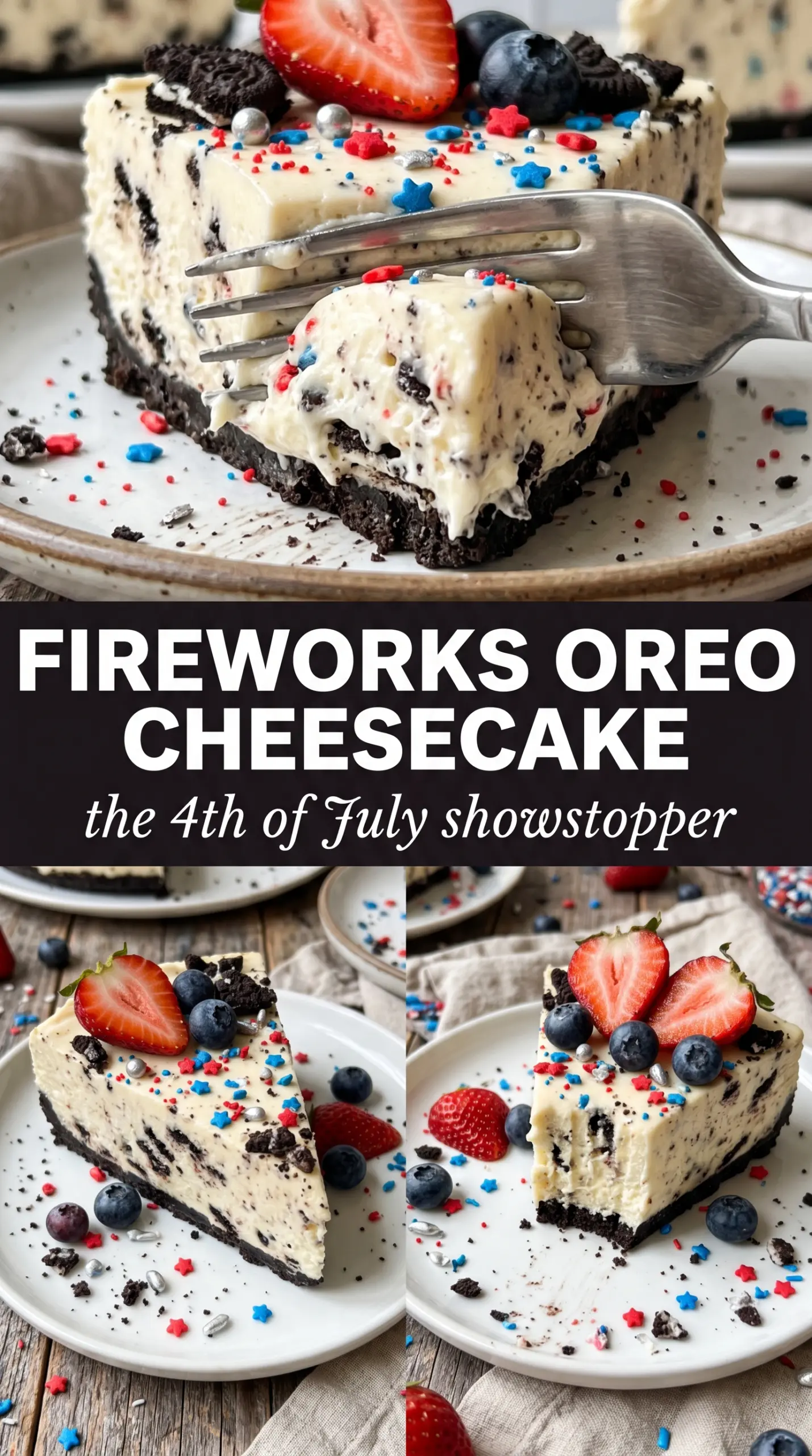 No-Bake Fireworks Oreo Cheesecake creamy Oreo dessert