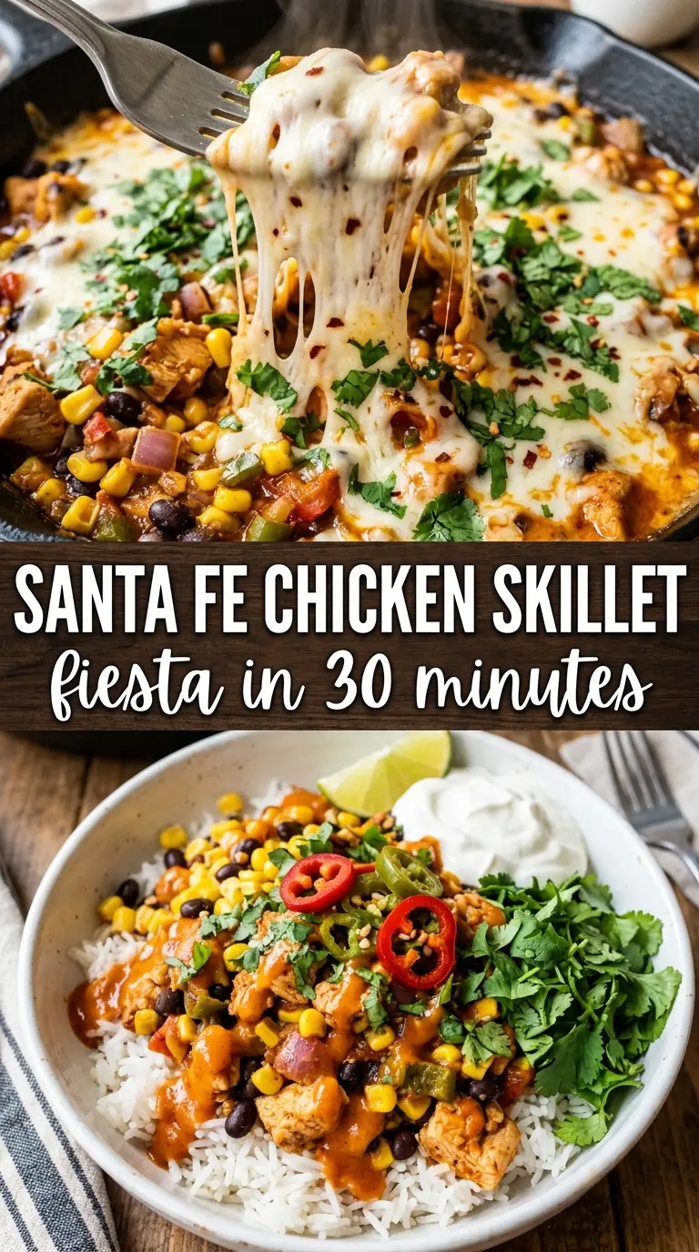 Santa Fe Chicken Skillet golden seared chicken, black beans, corn