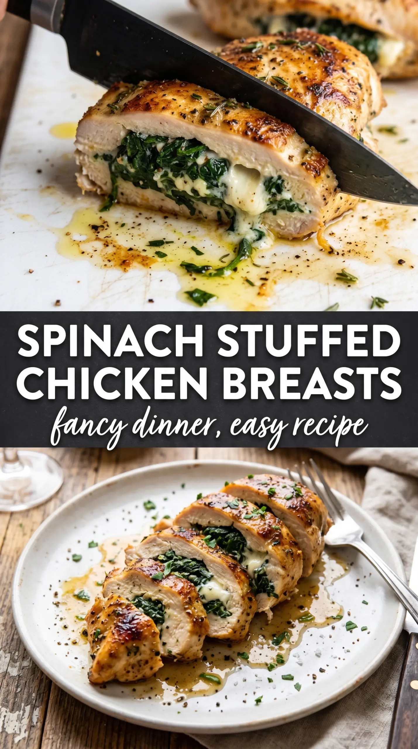 Spinach Stuffed Chicken Breasts creamy savory golden