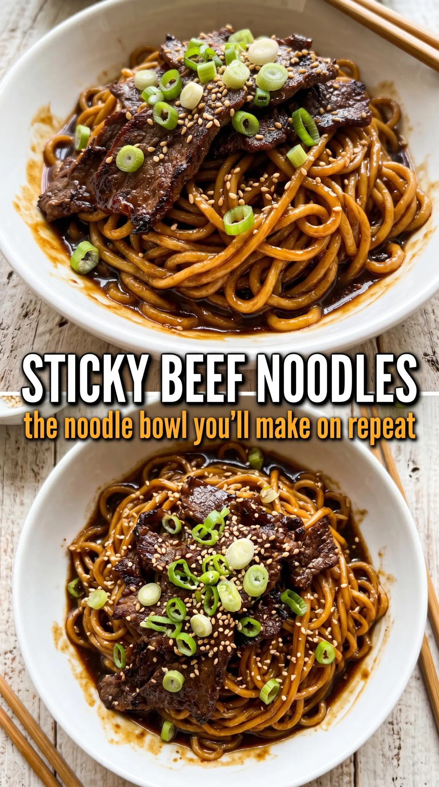 Sticky Beef Noodles glossy savory