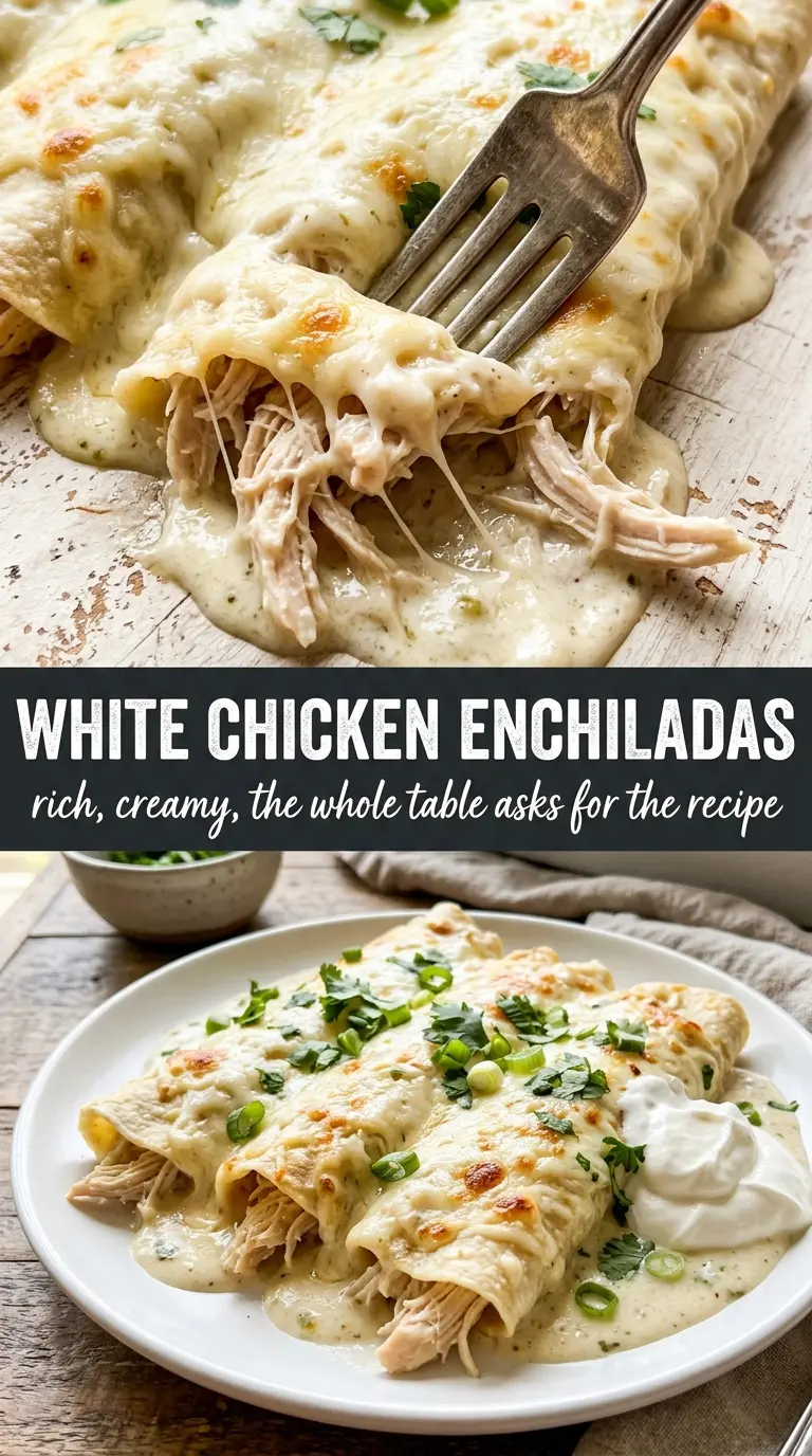 White Chicken Enchiladas creamy cheesy Tex-Mex