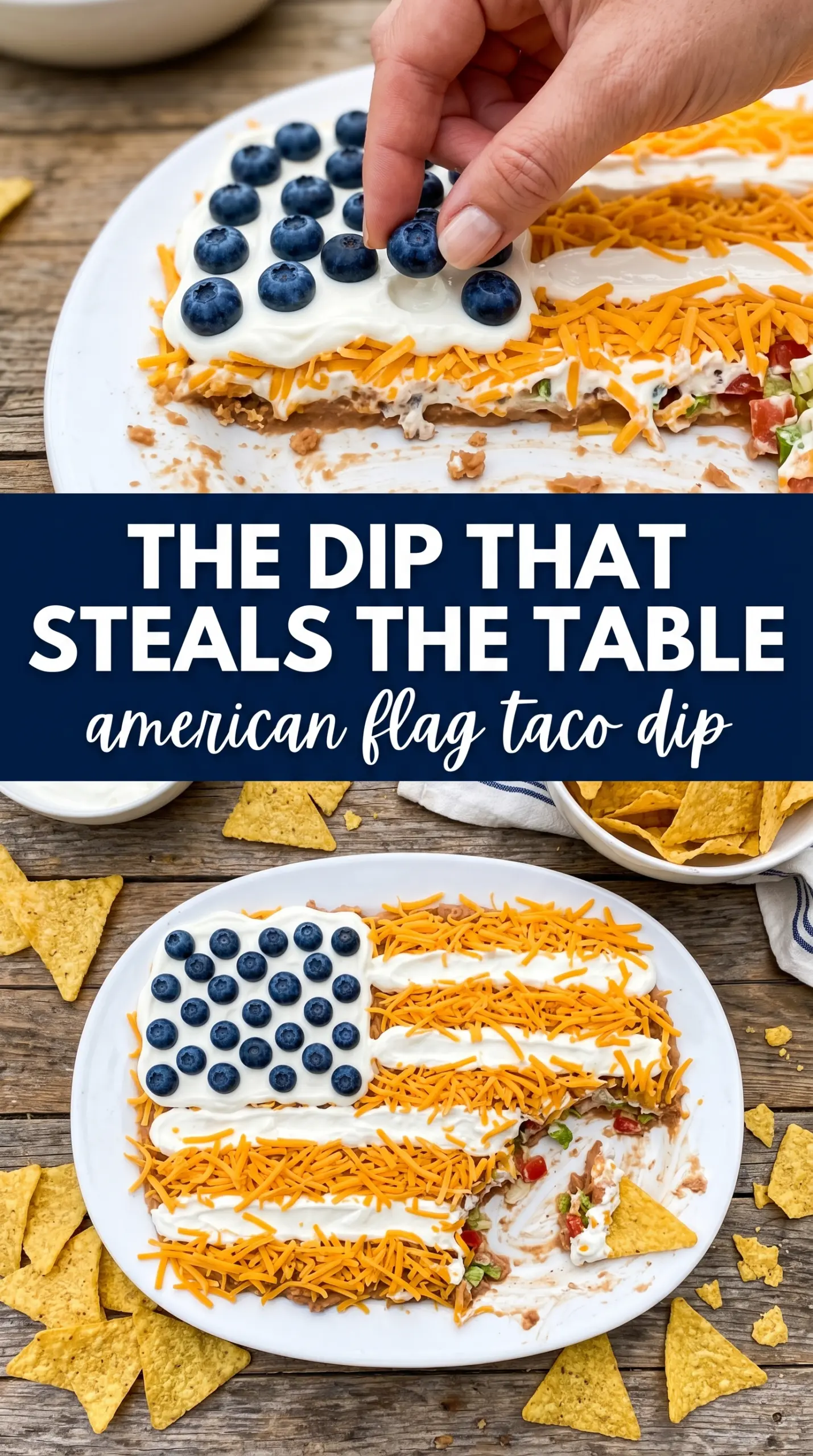 American Flag Taco Dip patriotic layered dip red white blue