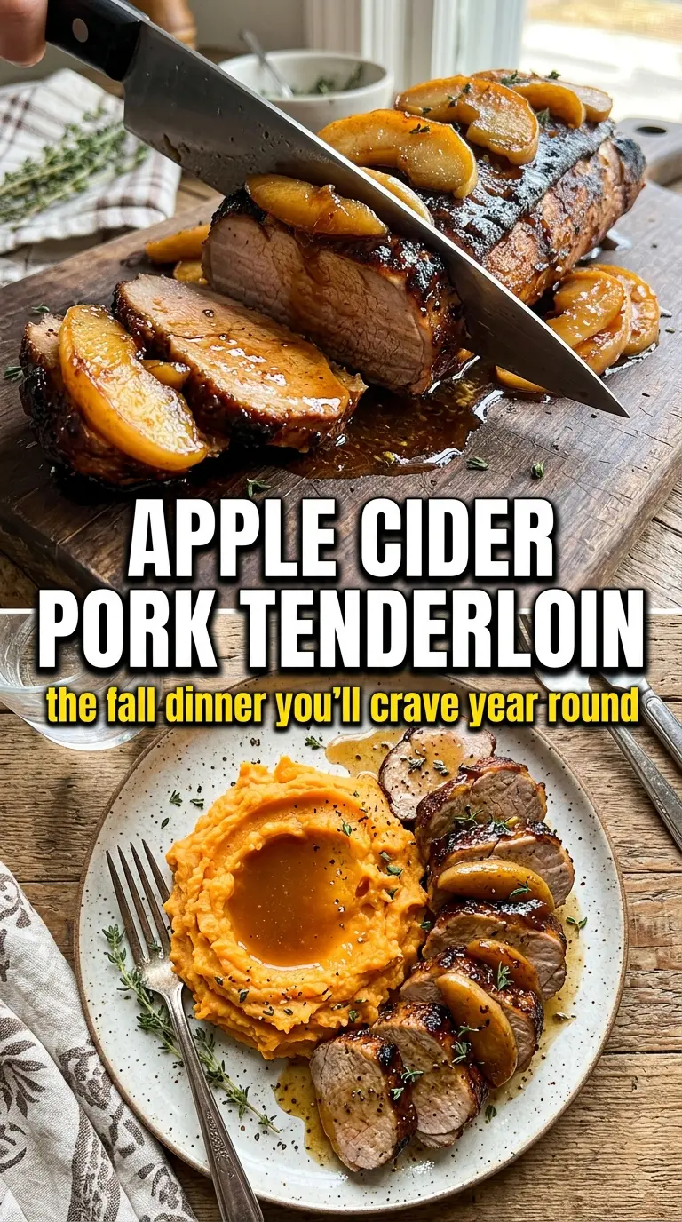 Apple Cider Pork with Mashed Sweet Potatoes glossy pan sauce apples thyme