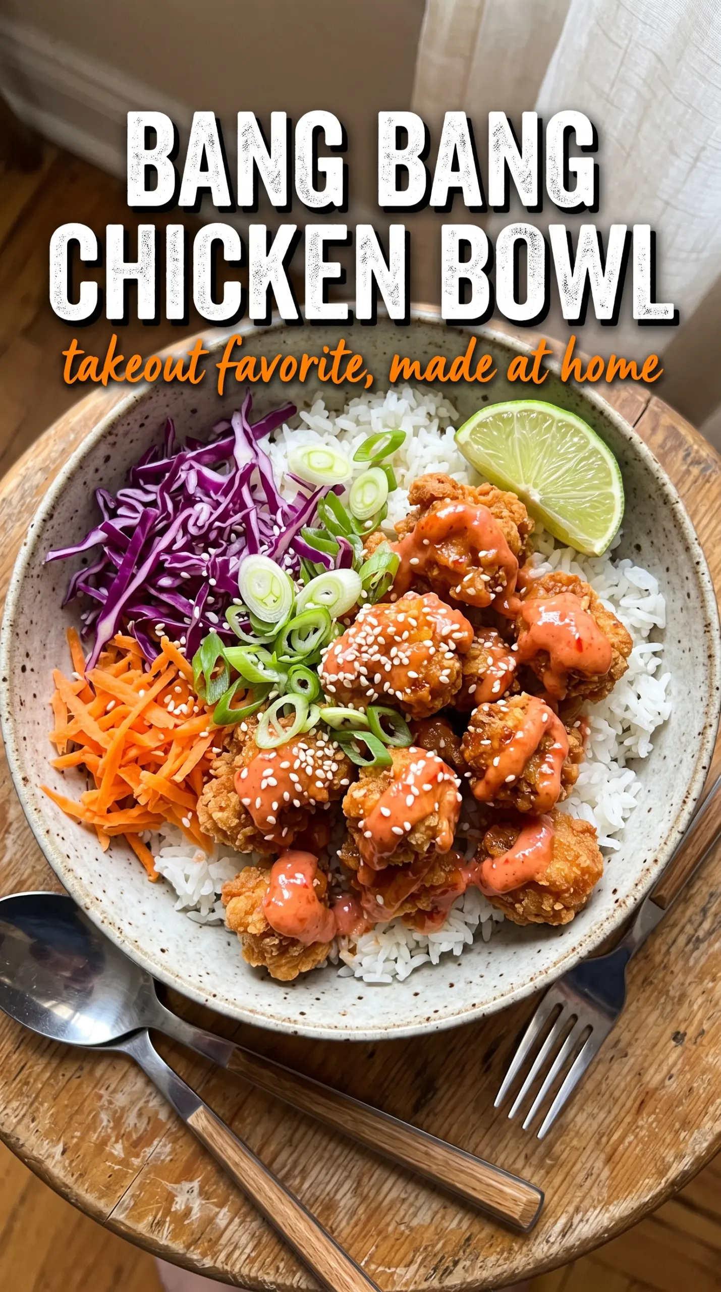 Bang Bang Chicken Bowl crispy chicken rice bowl