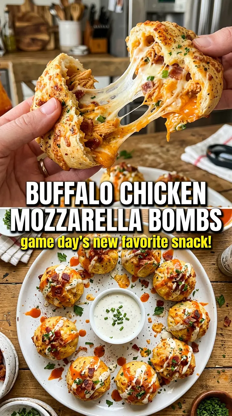 Buffalo Chicken Bacon Mozzarella Bombs cheesy spicy bacon-wrapped