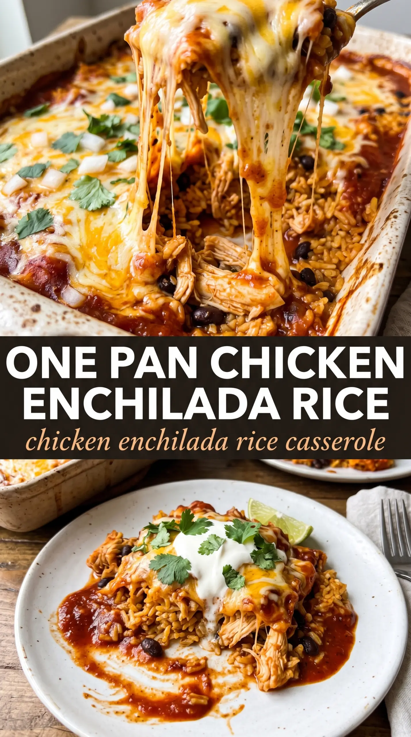 Chicken Enchilada Rice Casserole golden cheesy