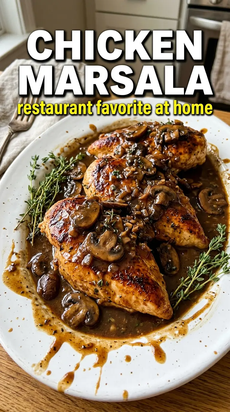 Chicken Marsala golden cutlets mushroom sauce