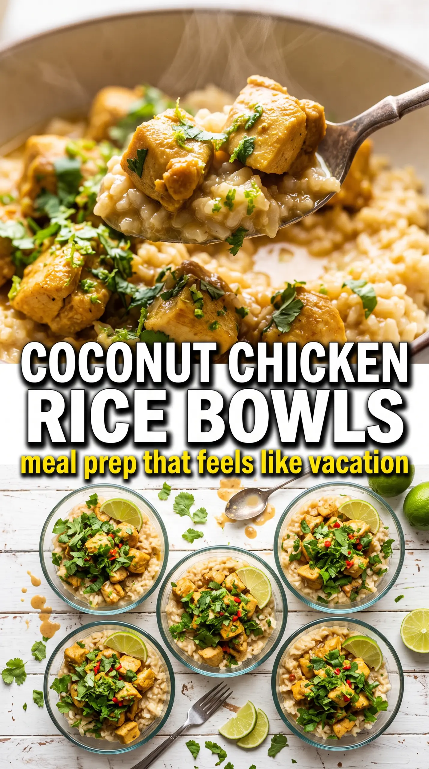 Coconut chicken rice bowl creamy vibrant lime