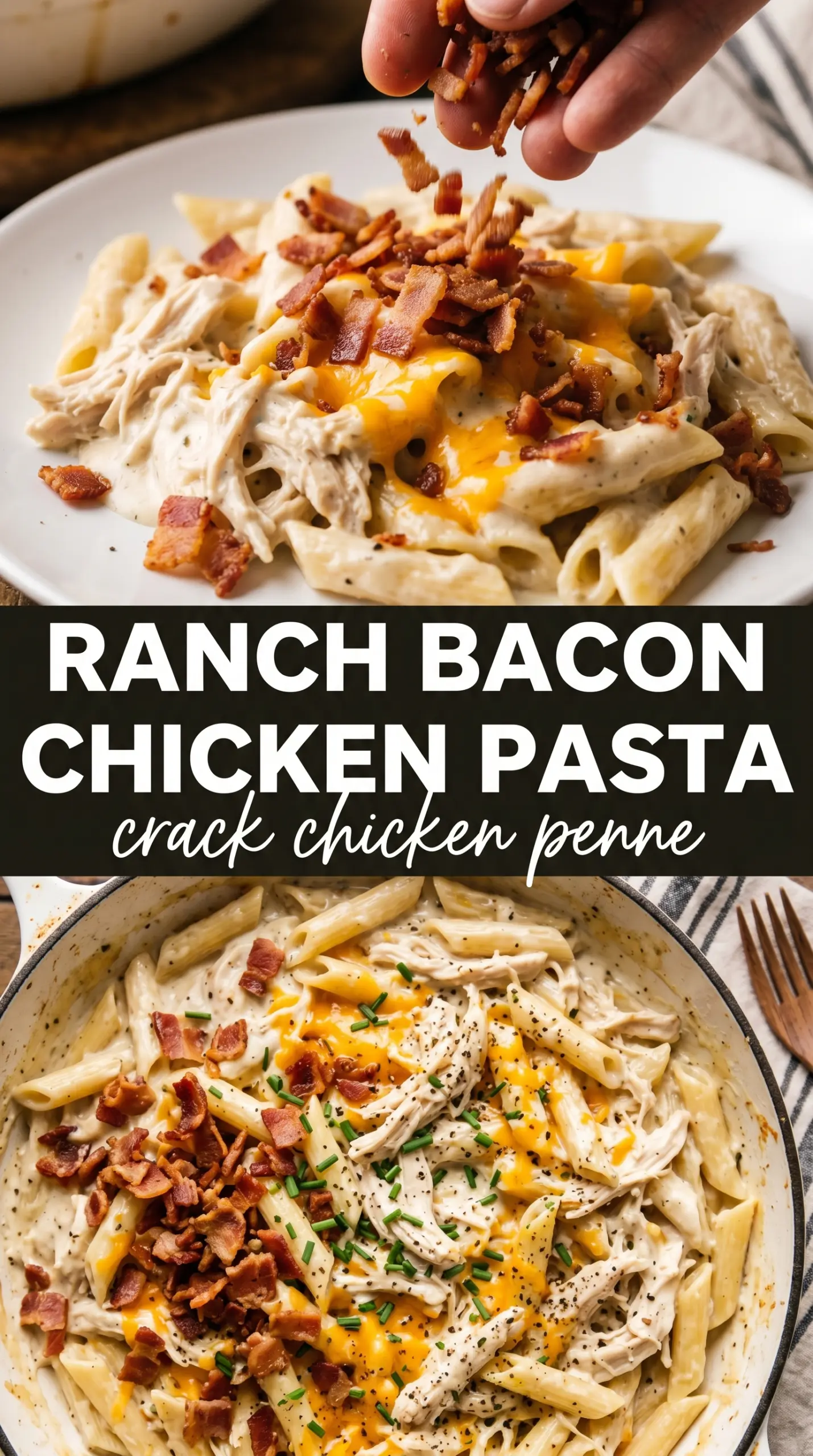 Crack Chicken Penne creamy ranch bacon