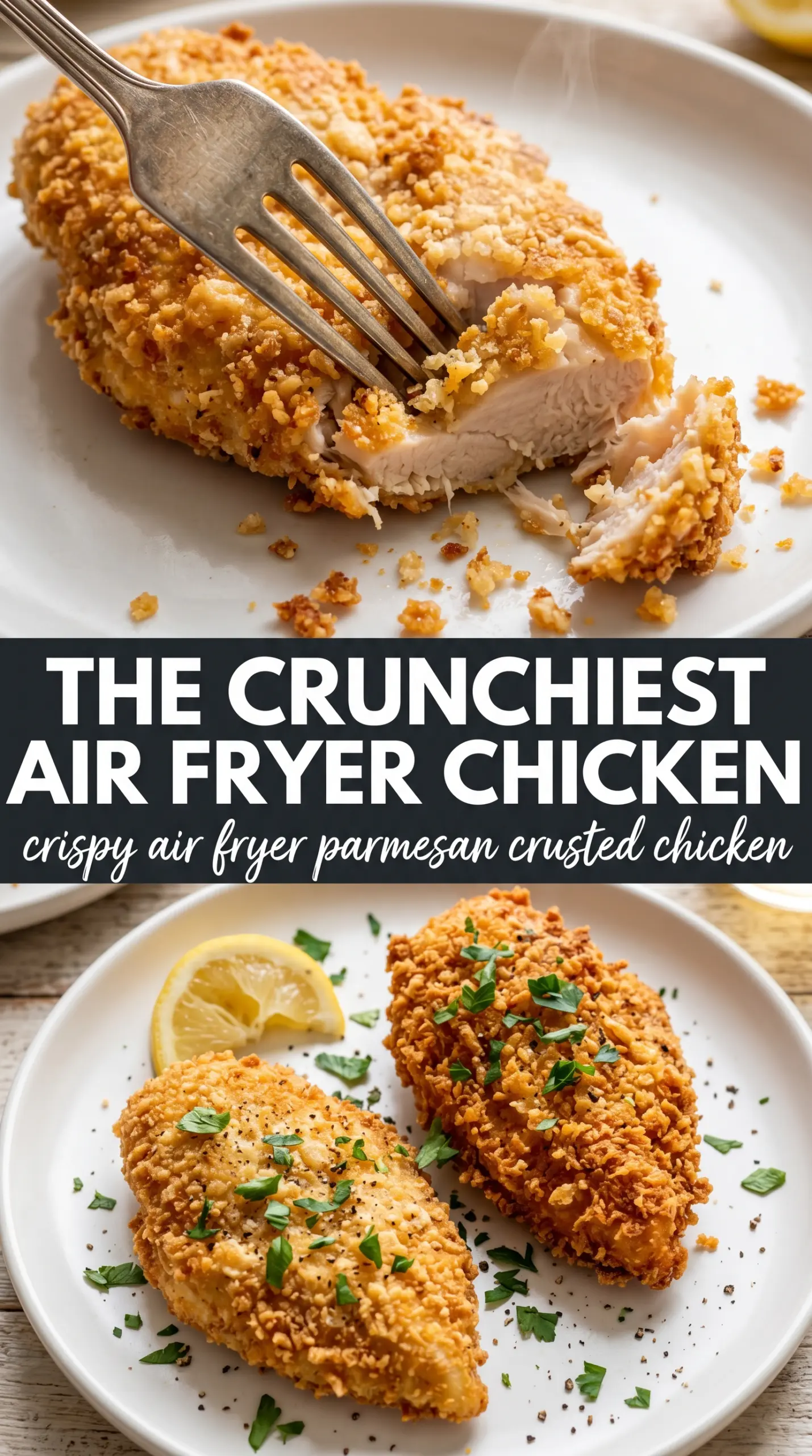 Crispy Air Fryer Parmesan Crusted Chicken golden crispy juicy