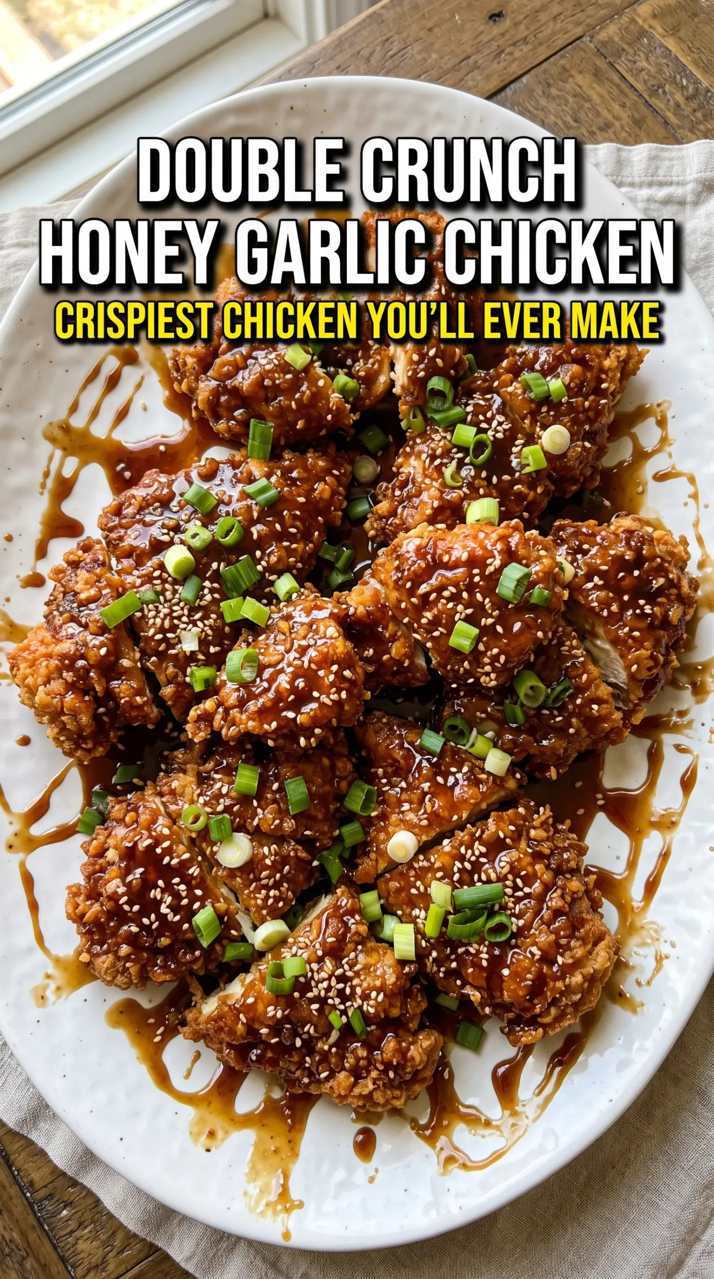 Double Crunch Honey Garlic Chicken Breasts crispy sticky garlic