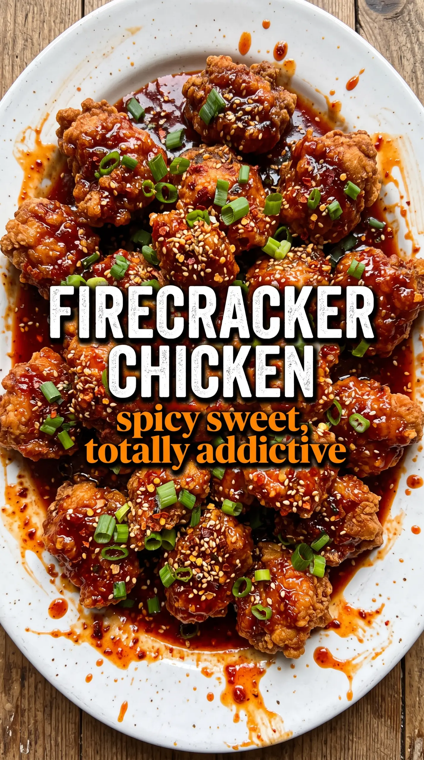 Firecracker Chicken crispy sticky sweet-heat