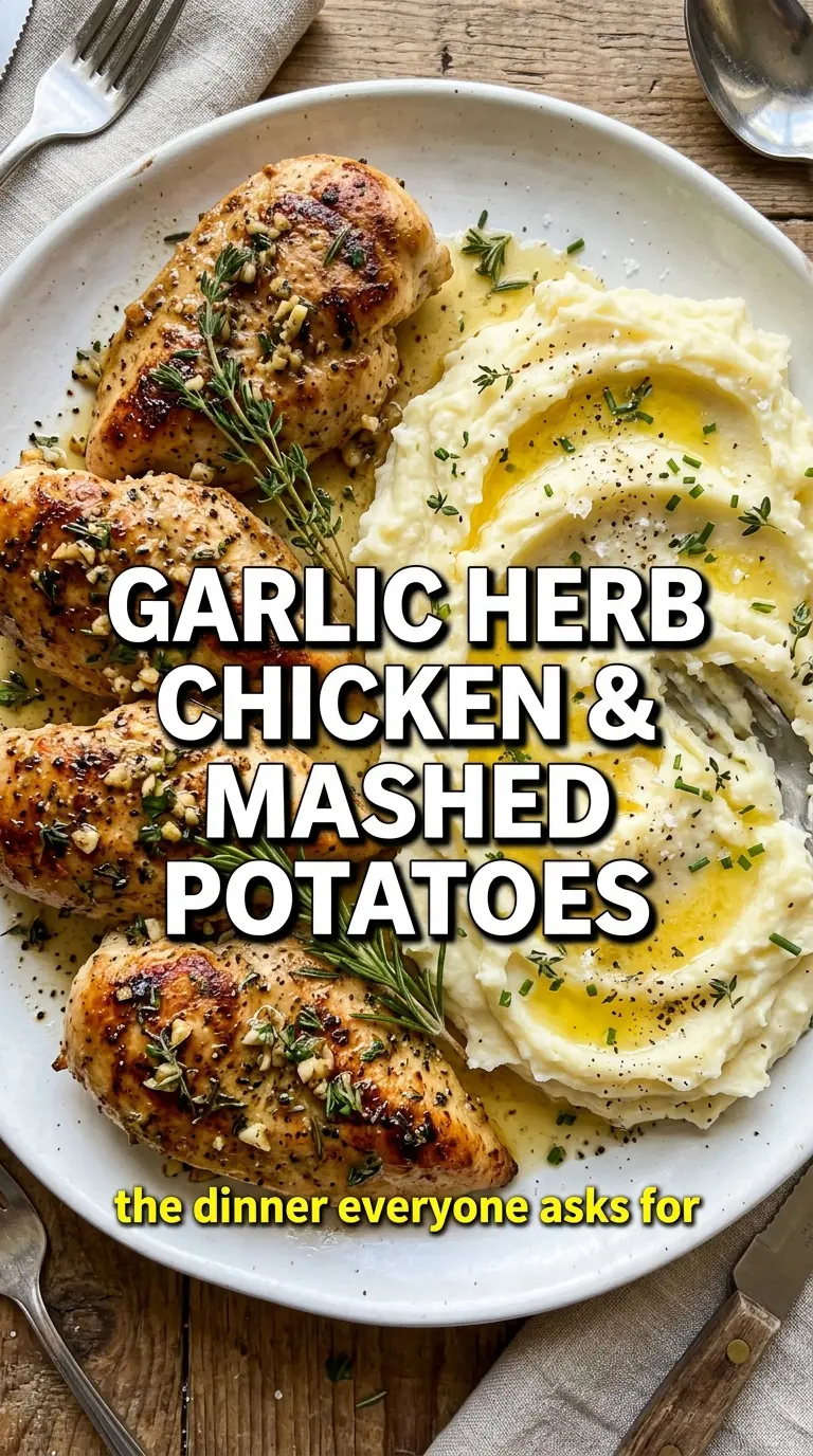 Garlic Herb Chicken Breast with Mashed Potatoes, creamy, savory, comforting