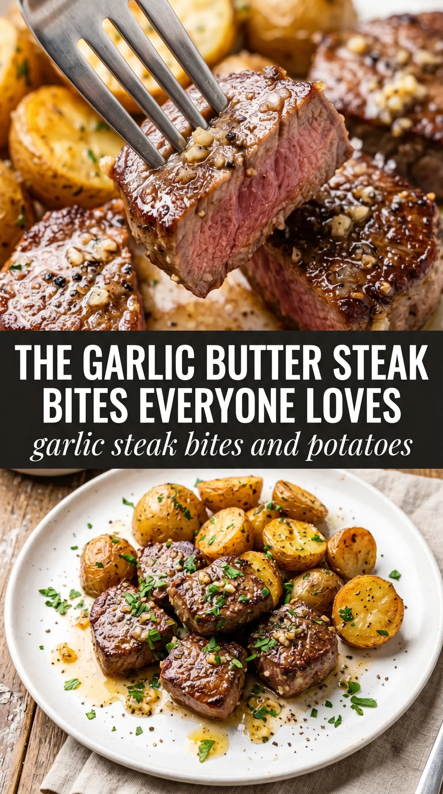 Garlic Steak Bites and Potatoes crispy garlicky skillet