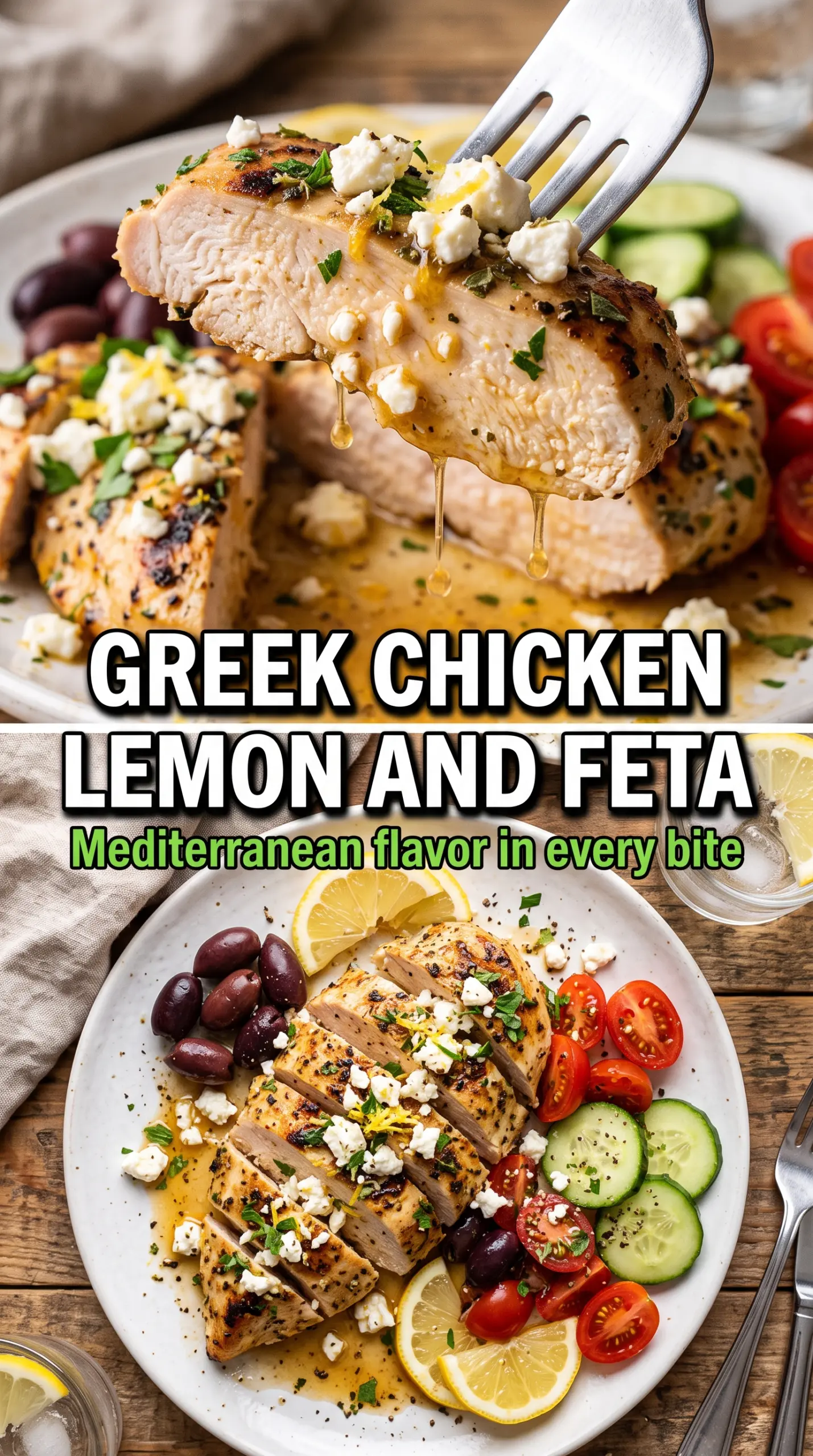 Greek Chicken with Lemon and Feta with lemon, feta, and olives