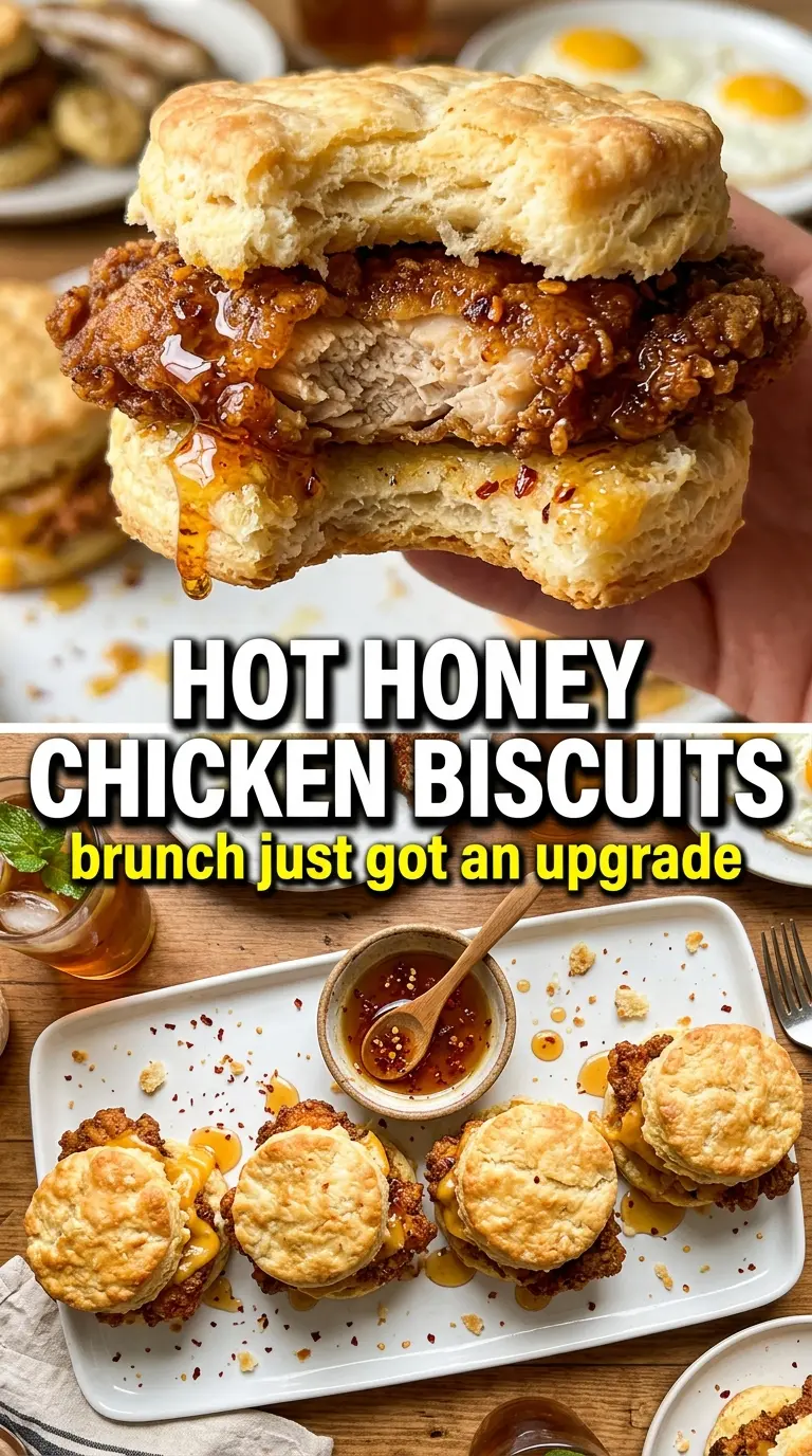 Hot Honey Chicken Biscuits crispy chicken, melty cheddar, sticky drizzle