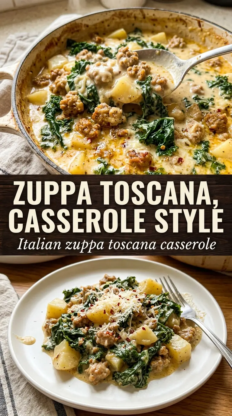 Italian Zuppa Toscana Casserole creamy golden parmesan