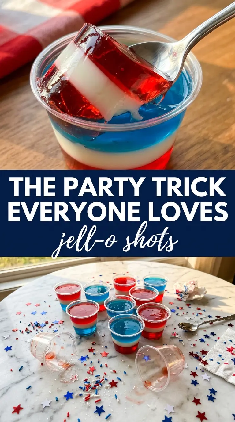 Red White and Blue Jell-O Shots layered patriotic