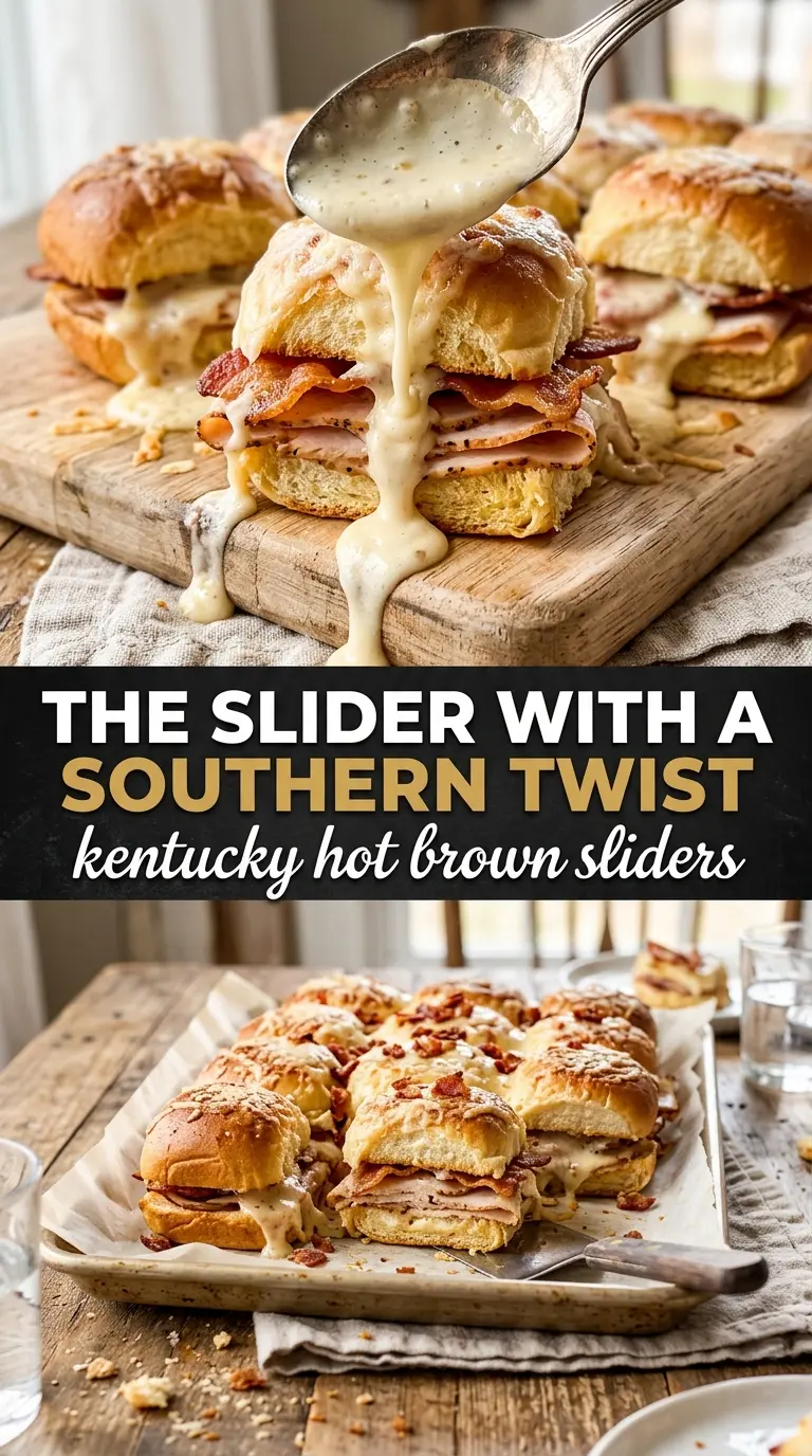 Kentucky Hot Brown Sliders cheesy turkey bacon