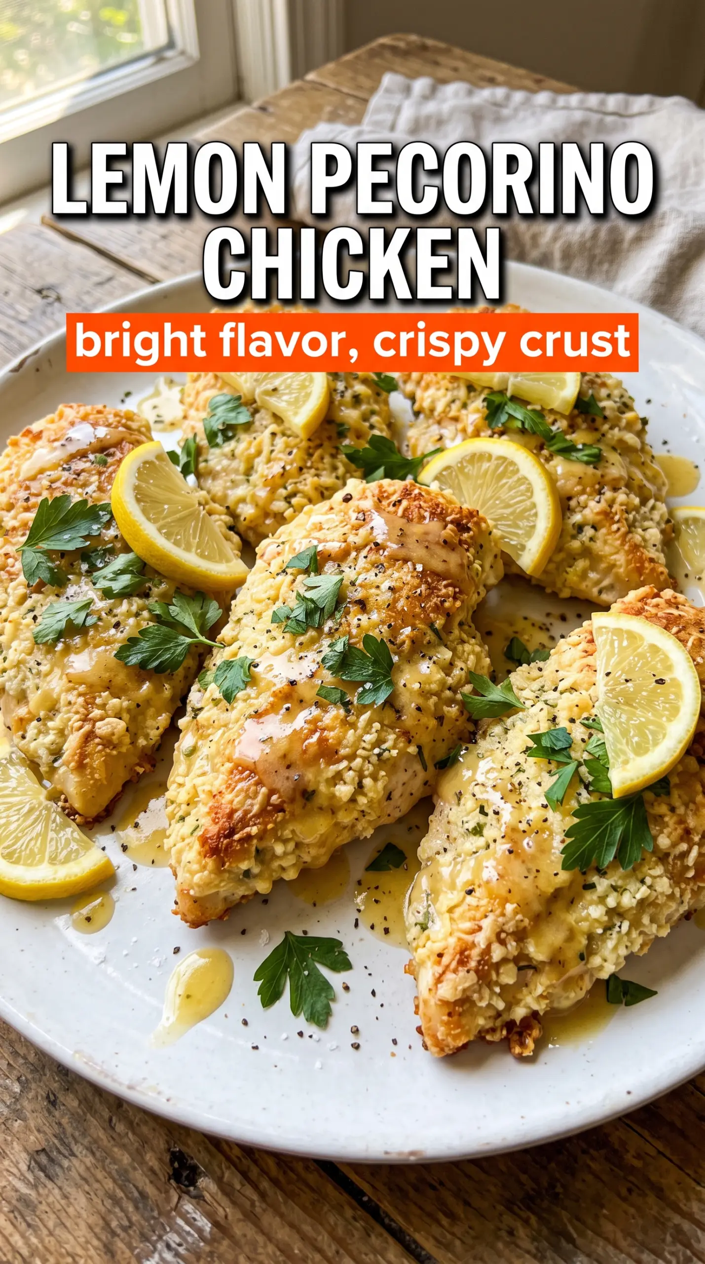 Lemon Pecorino crusted chicken crispy golden citrus