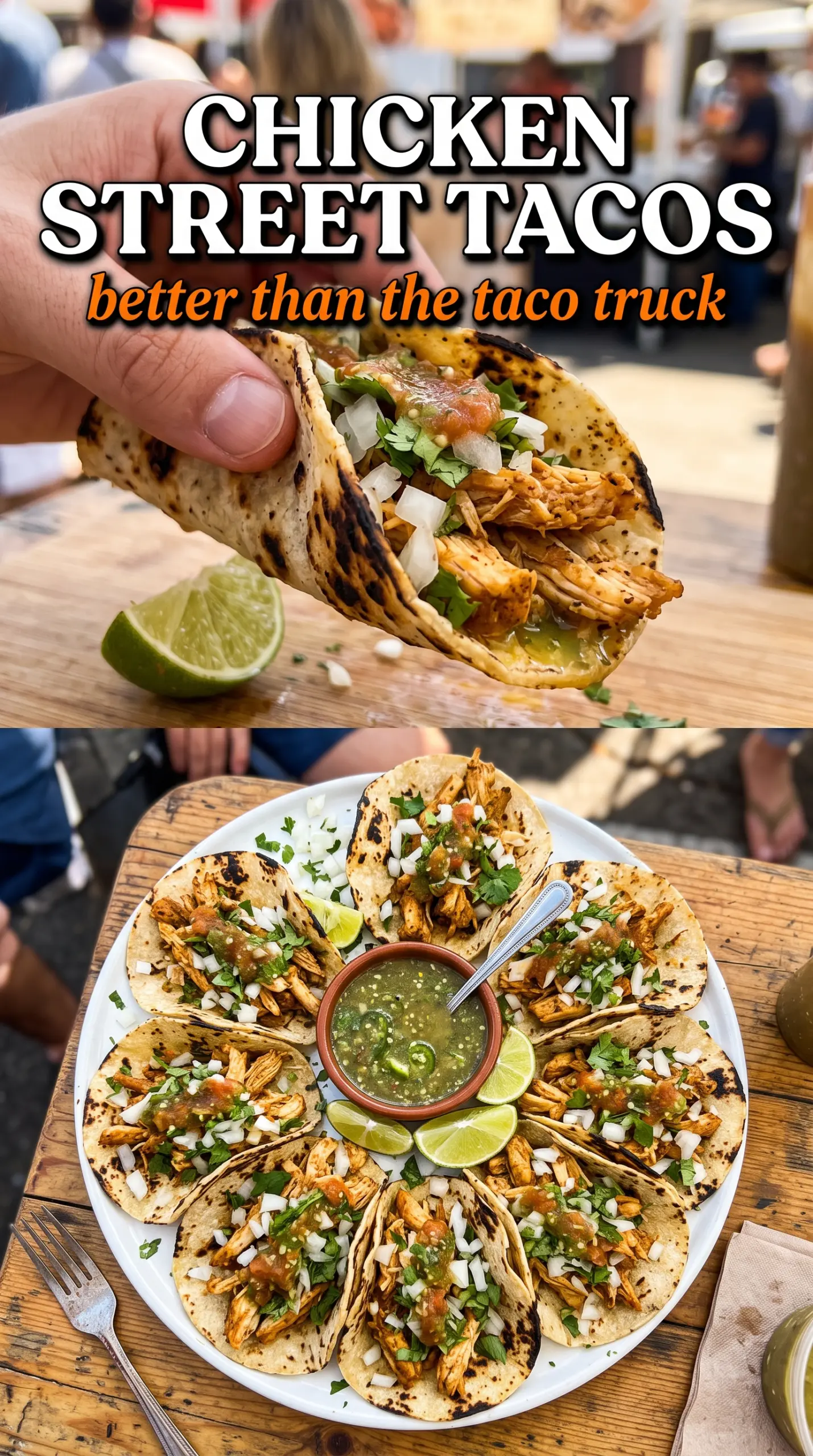 Mexican chicken street tacos charred lime-marinated cilantro onion