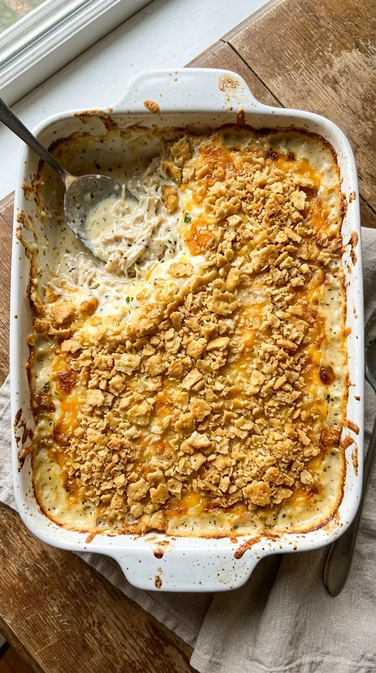 Million Dollar Chicken Casserole creamy Ritz cracker casserole