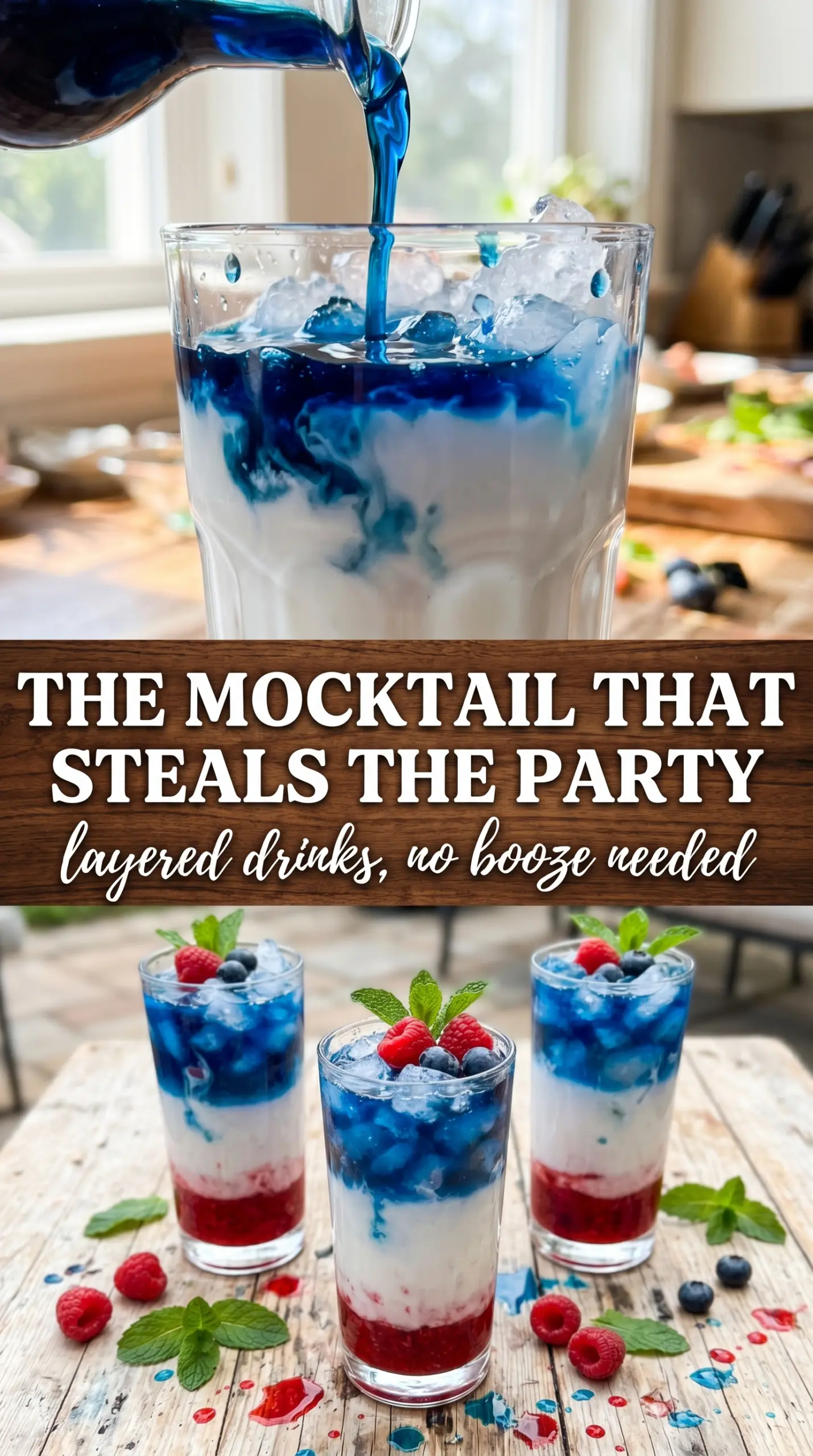 non-alcoholic layered drinks colorful refreshing