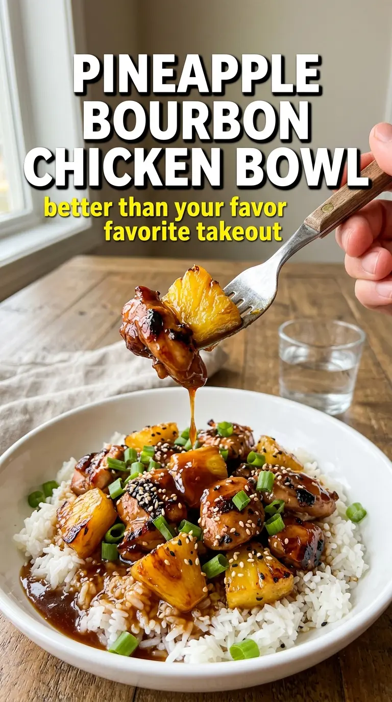 Pineapple Bourbon Chicken sticky glaze caramelized skillet