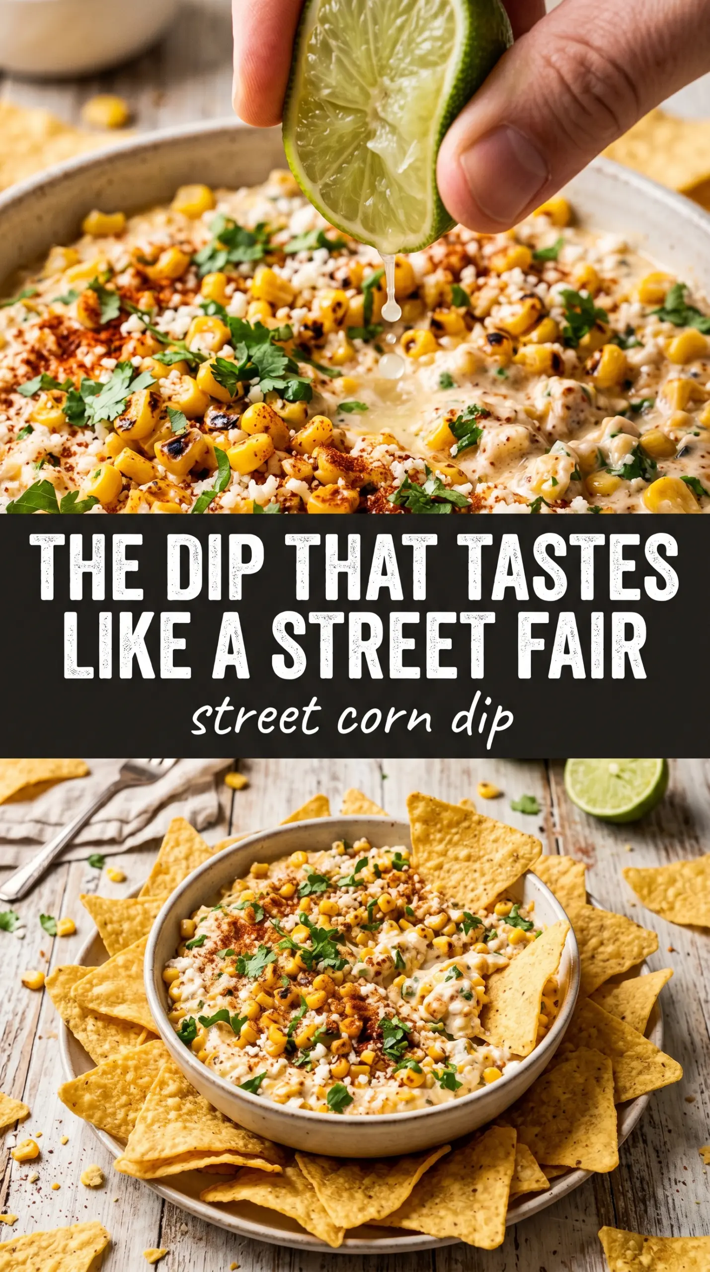 Street Corn Dip creamy charred chili-lime