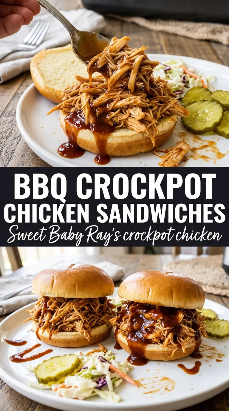 Sweet Baby Ray's crockpot chicken sticky shredded barbecue