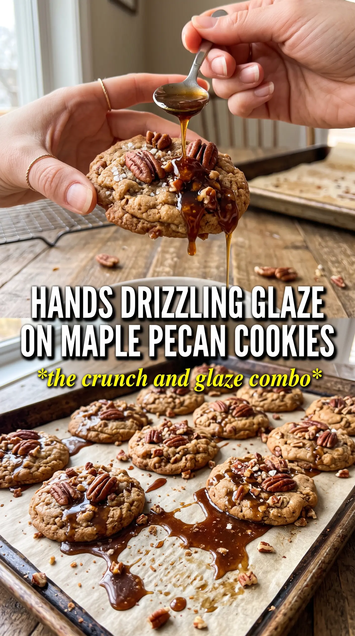 Maple Pecan Pumpkin Cookies golden-brown maple glaze