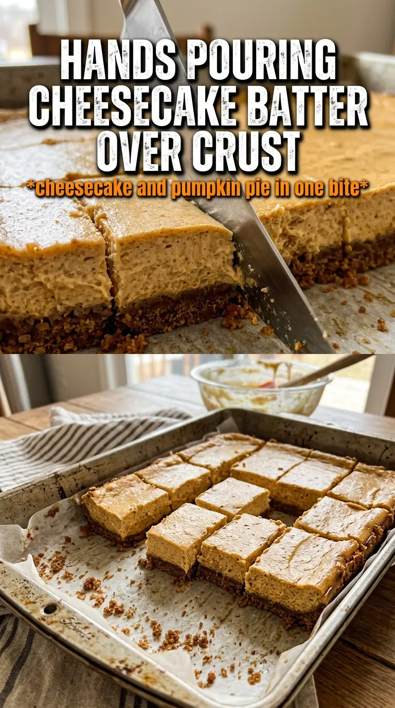 Pumpkin Cheesecake Bars layered swirled gingersnap