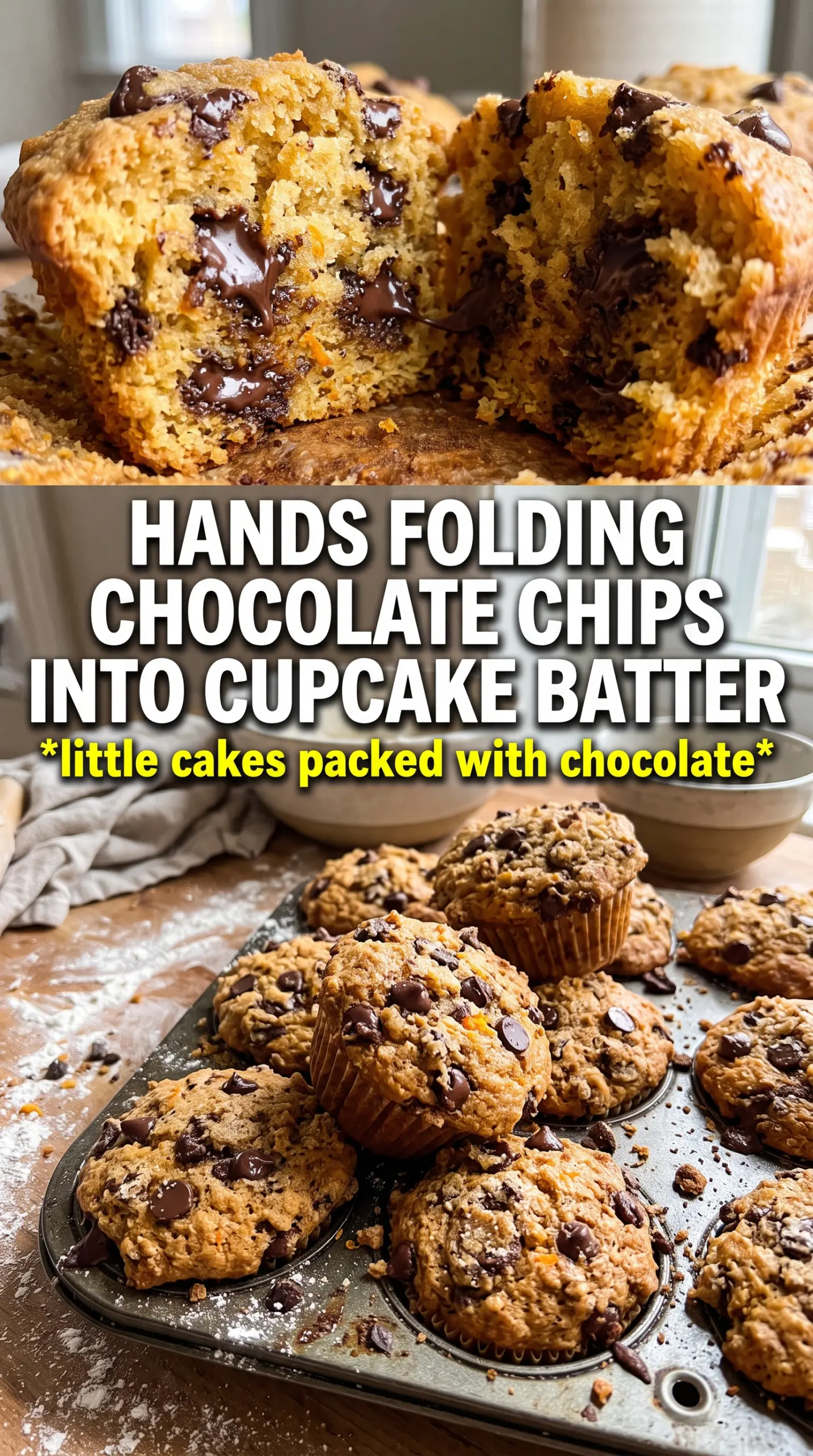 Pumpkin Chocolate Chip Cupcakes chocolate frosting, pumpkin spice, melty chips